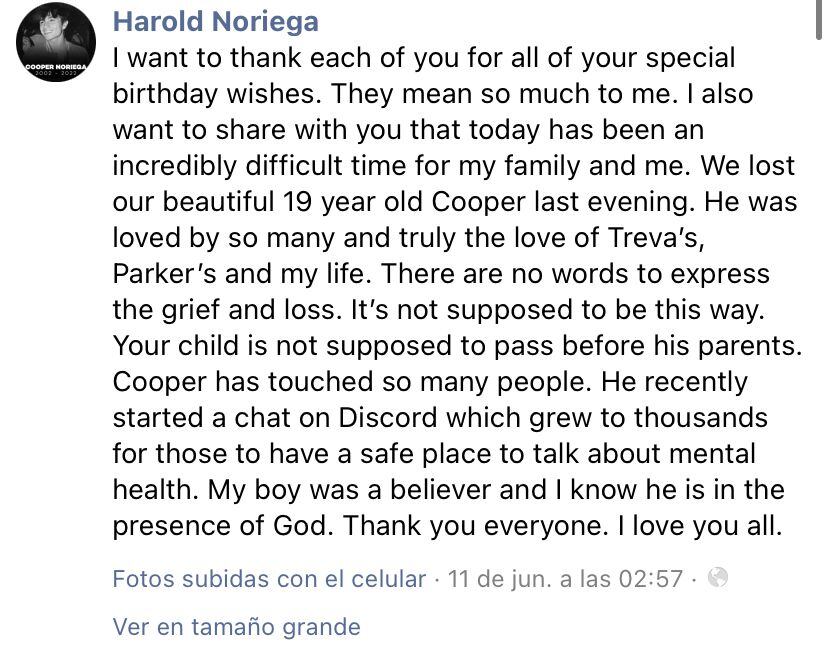 Mensaje Cooper Noriega