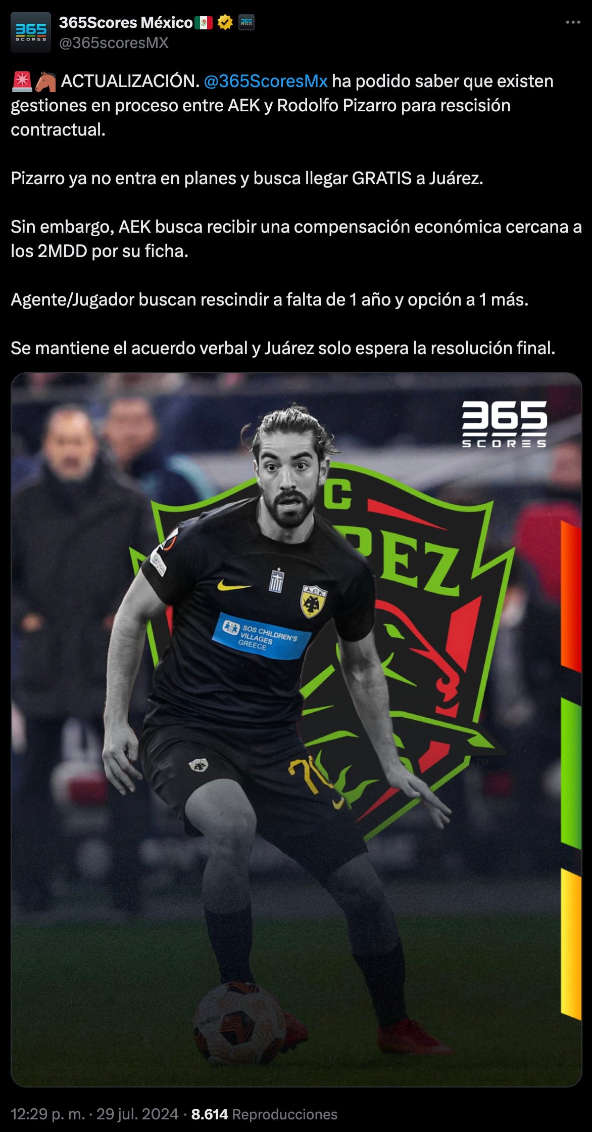 Rodolfo Pizarro regresaría a la Liga MX con FC Juárez