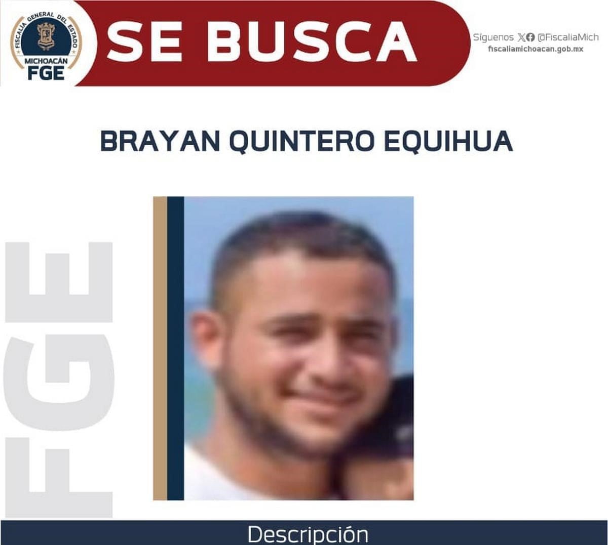 Brayan Quintero Equihua, presunto responsable del asesinato de Hipólito Mora