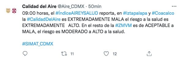 Tuit sobre la calidad del aire
