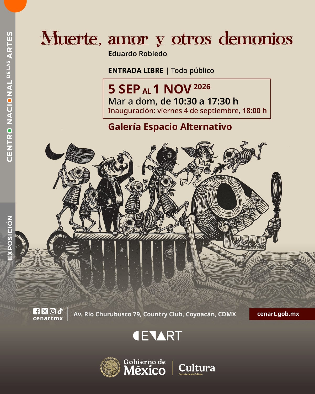 Cenart presenta “Muerte, amor y otros demonios”, exposición de Eduardo Robledo.