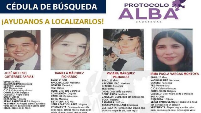 Desaparecidos en Zacatecas: Mantienen búsqueda de las hermanas Diana y Viviana Márquez, su prima y José Melesio