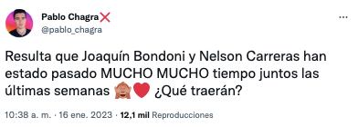 Insinúan romance entre Joaquín Bondoni y Nelson Carreras