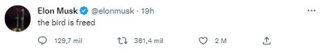 Post de Elon Musk respecto a los cambios en Twitter
