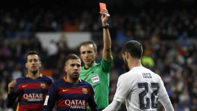 Isco expulsado en el duelo ante Barcelona