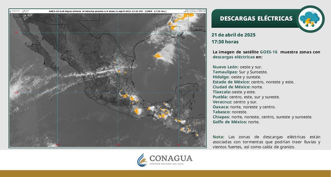 Lluvias hoy 21 de abril
