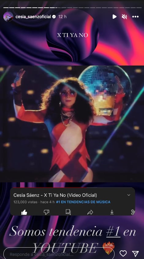 Cesia celebra su segunda canción "X ti ya no".