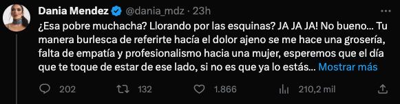 Dania Méndez le responde a Verónica Bastos por llamarla 'pobre muchacha'