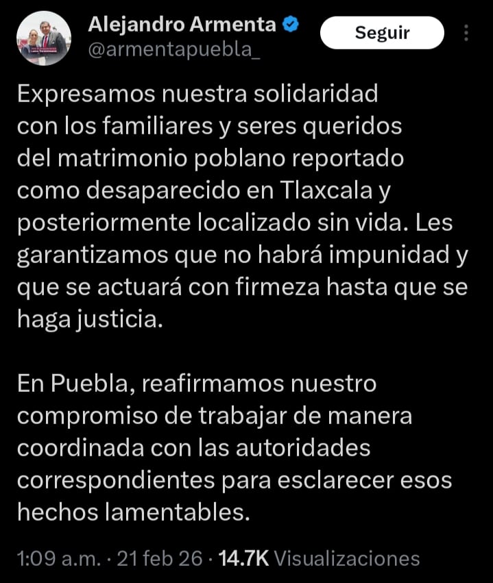 Hallan sin vida a matrimonio poblano que viajaba a Tlaxcala