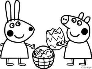 Dibujos de Peppa Pig de Pascua para colorear antes de Semana Santa