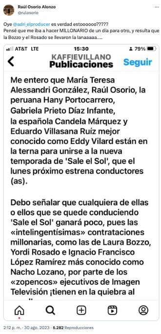 Raúl Osorio reacciona a supuestos sueldos millonarios