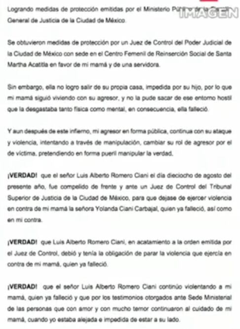 Trabajadora de Yolanda Ciani, se defiende de acusaciones de Luis Alberto Romero.