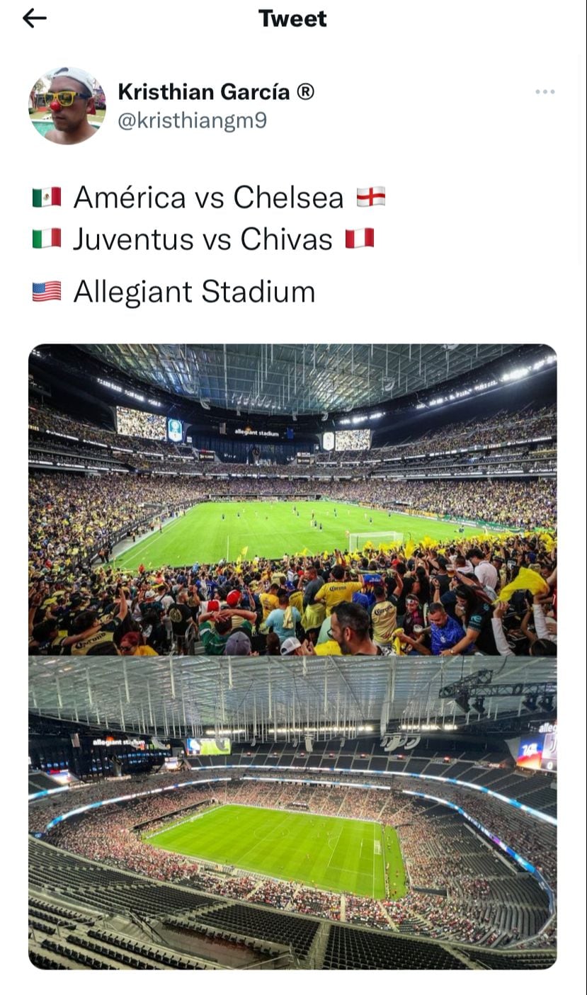 América tuvo un mayor número de aficionados en su partido frente al Chelsea, que Chivas ante Juventus.