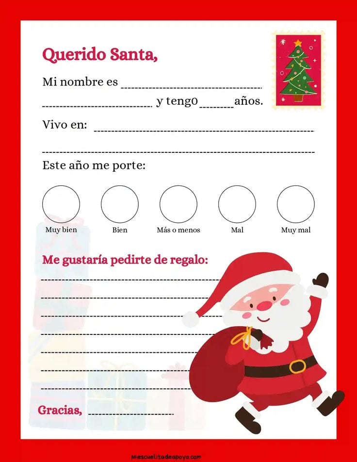 Carta para Santa Claus en Navidad