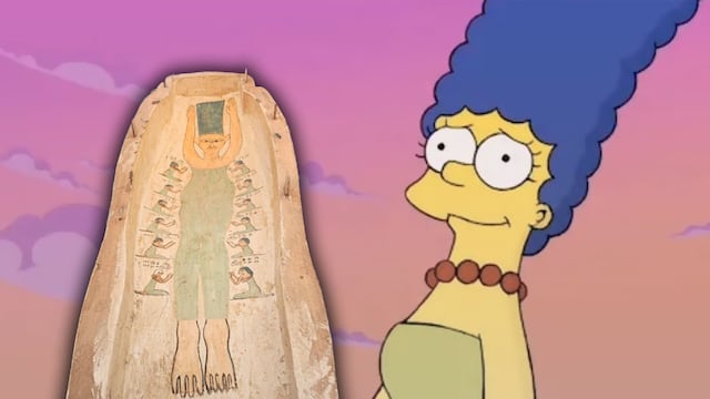 Hallan sarcófago egipcio con dibujo idéntico a Marge Simpson