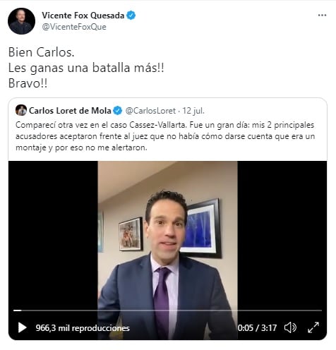 Vicente Fox sobre Carlos Loret de Mola
