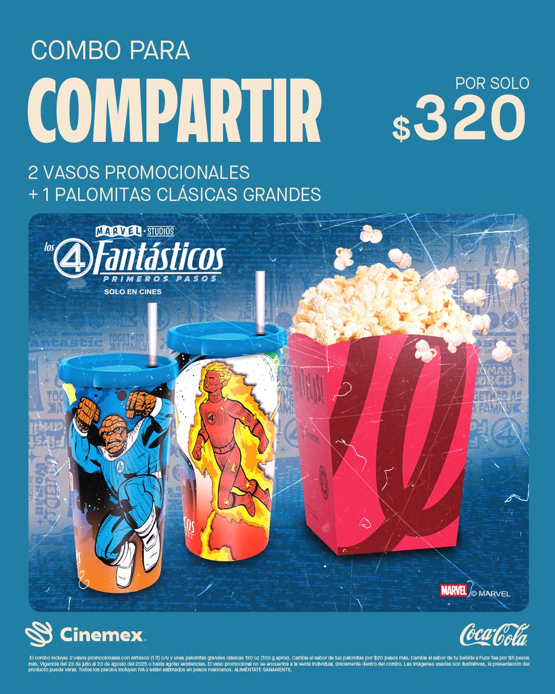 Combo para compartir de Los 4 Fantásticos: Primeros pasos en Cinemex