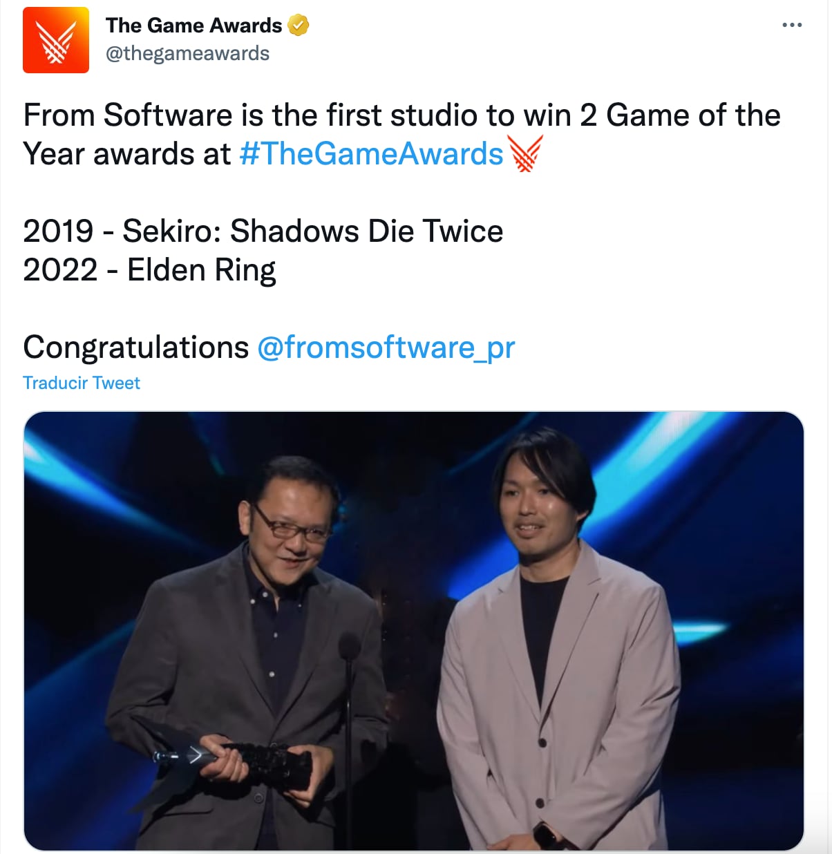 The Game Awards 2022 desata memes al querer borrar al colado que agradeció a Bill Clinton