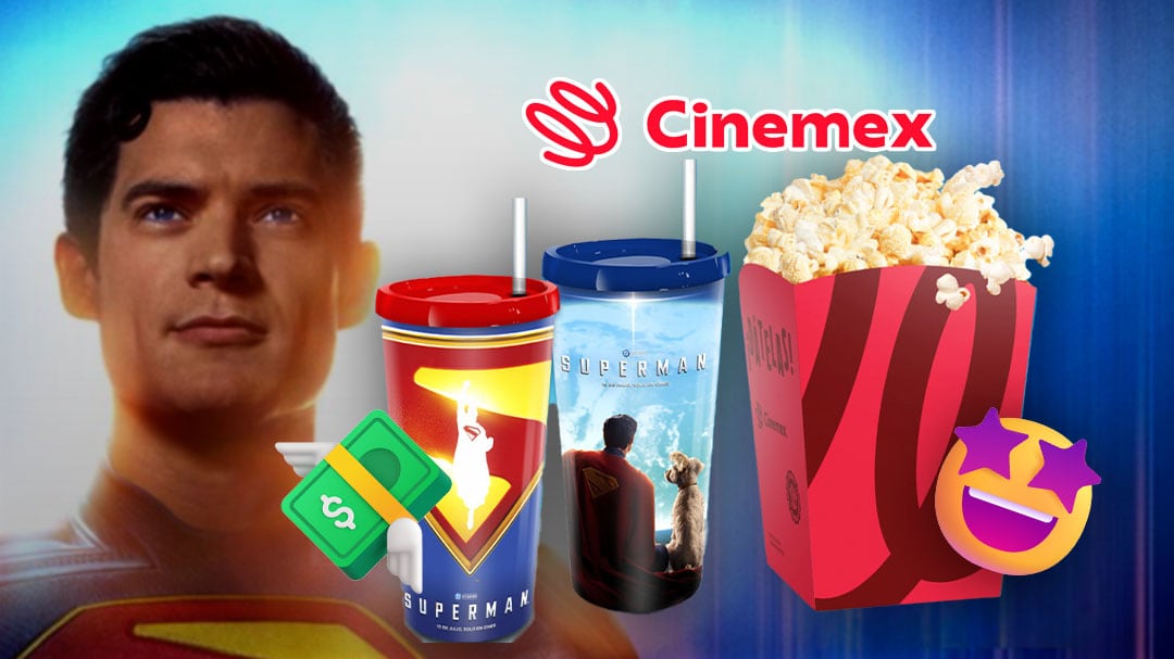 Combo para compartir de Superman en Cinemex con palomitas y vasos coleccionables a este precio