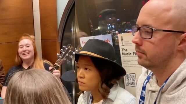 VIDEO: Creía alegrarles improvisando con su guitarra en un elevador, pero TikTok ve que las caras dicen otra cosa
