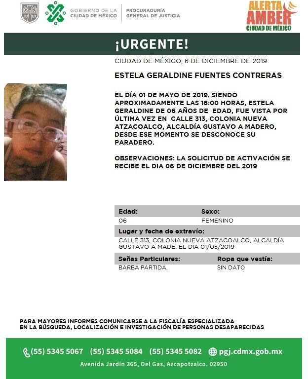 Estela Geraldine Fuentes Contreras. Alerta AMBER