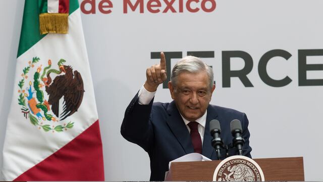 El presidente AMLO durante su Primer Informe de Gobierno.