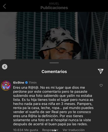 6ix9ine se fue contra Anuel AA “Eres una rata”