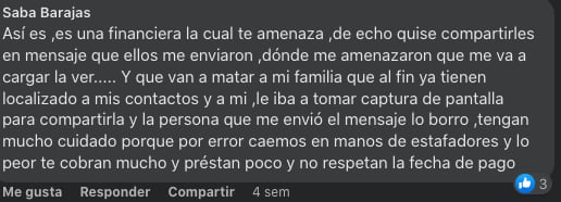 Una de las quejas de usuarios por apps de préstamos que estafan y amenazan