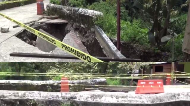 Socavón en puente peatonal de Tlilapan, Veracruz