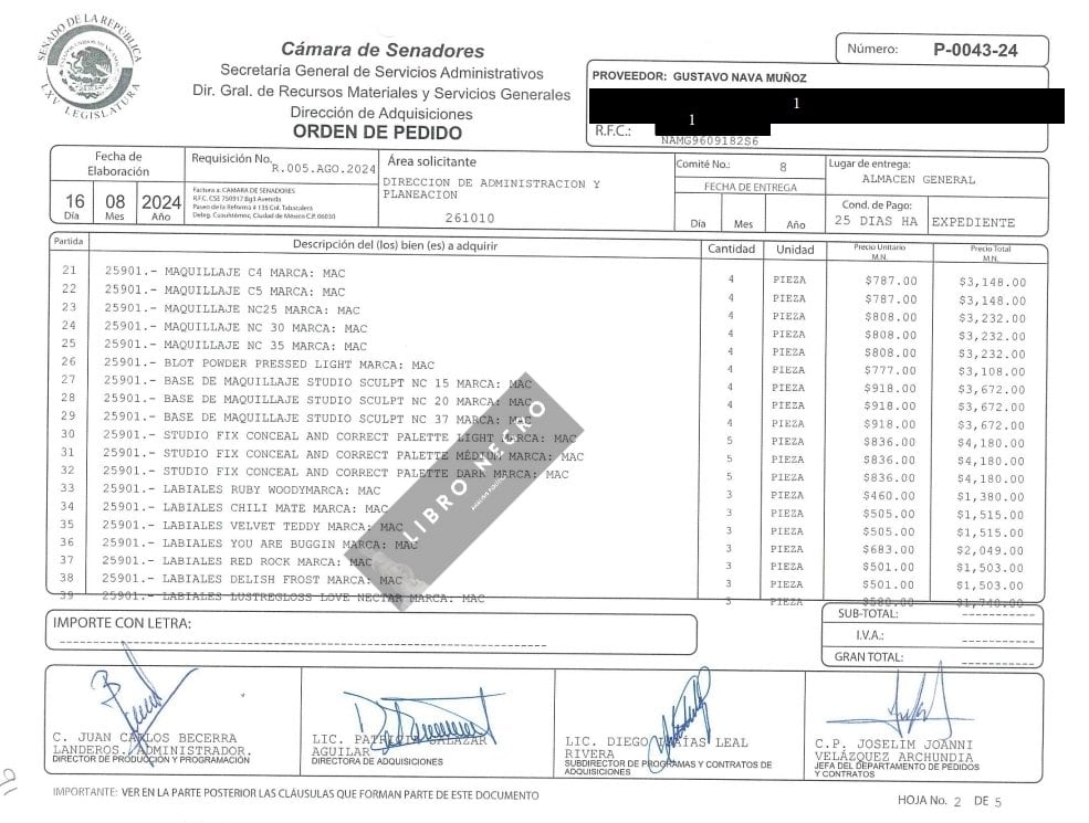 Salón de belleza en el Senado