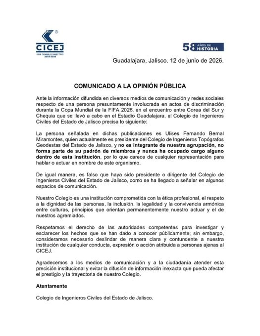 Colegio de Ingenieros de Jalisco se deslinda de Ulises Bernal tras polémica con Inocat