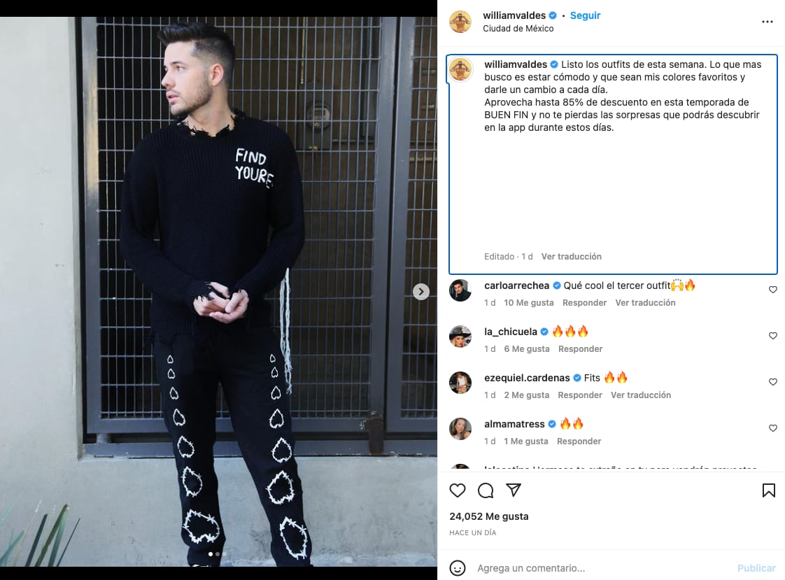 William Valdés promociona ropa en Internet