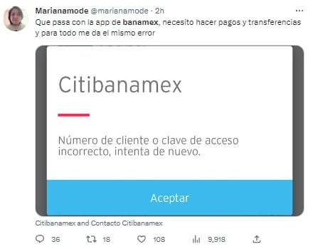 Comentarios Twitter por la falla de Banamex en pleno viernes de quincena