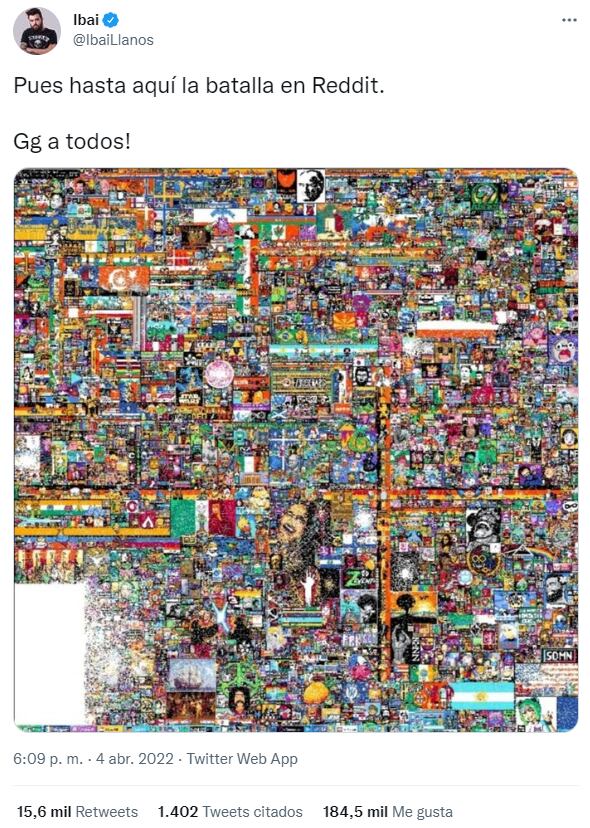 Tweet de Ibai Llanos para celebrar derrota de Francia en el mural de Reddit