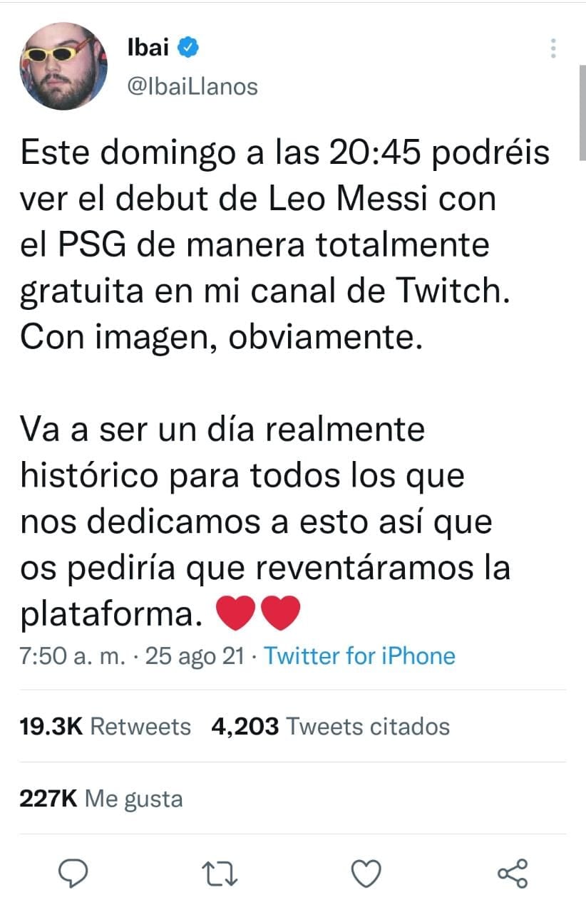 Publicación de Twitter