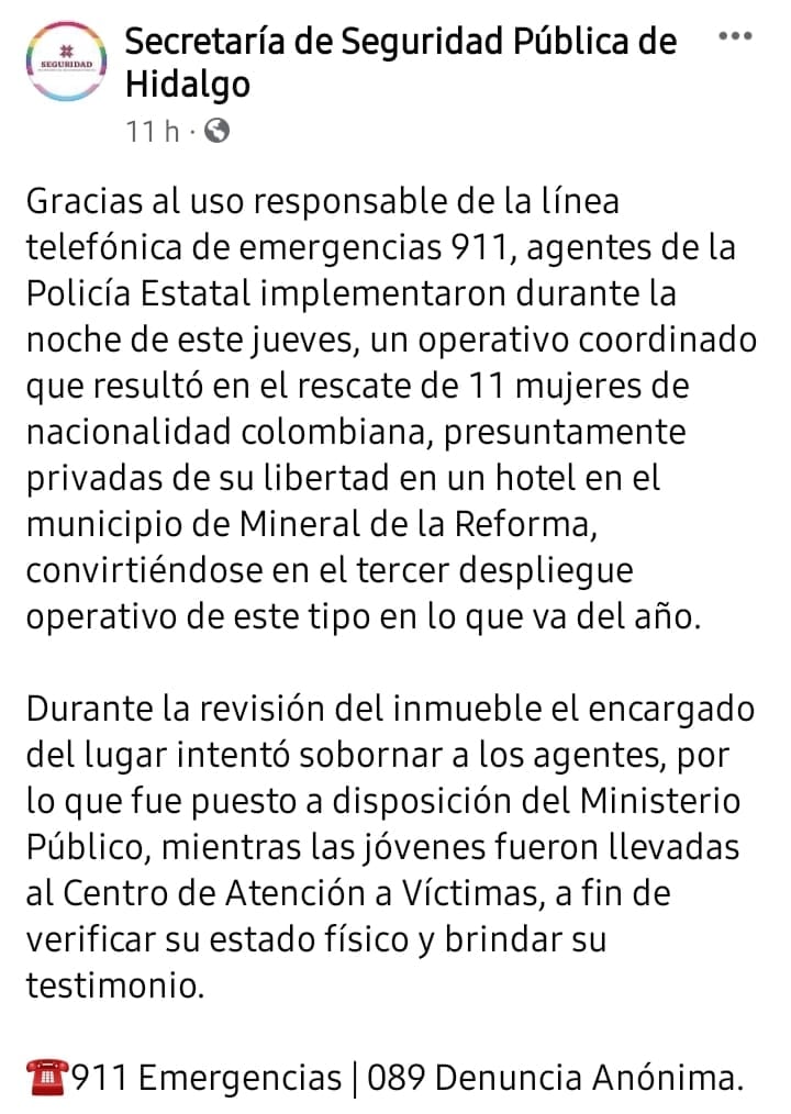 Operativos en hoteles de Hidalgo rescatan a mujeres explotadas sexualmente