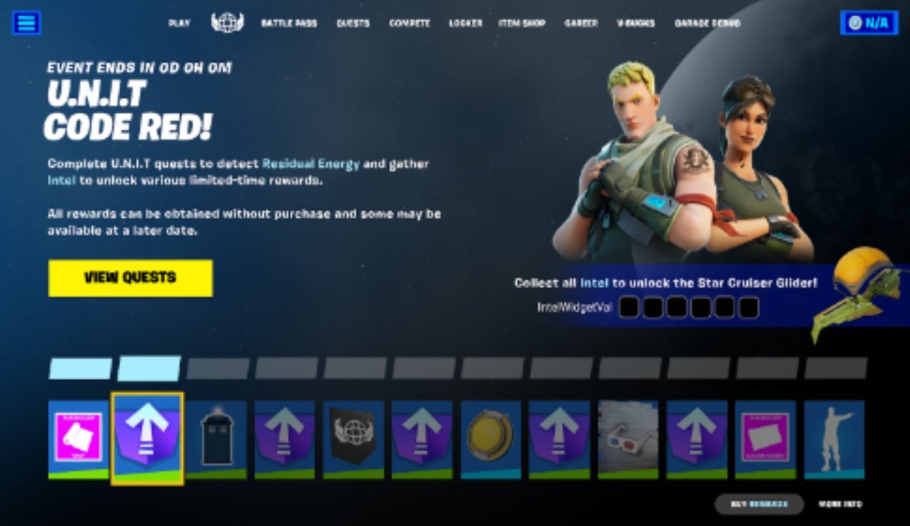 Menú de la colaboración Fortnite x Doctor Who