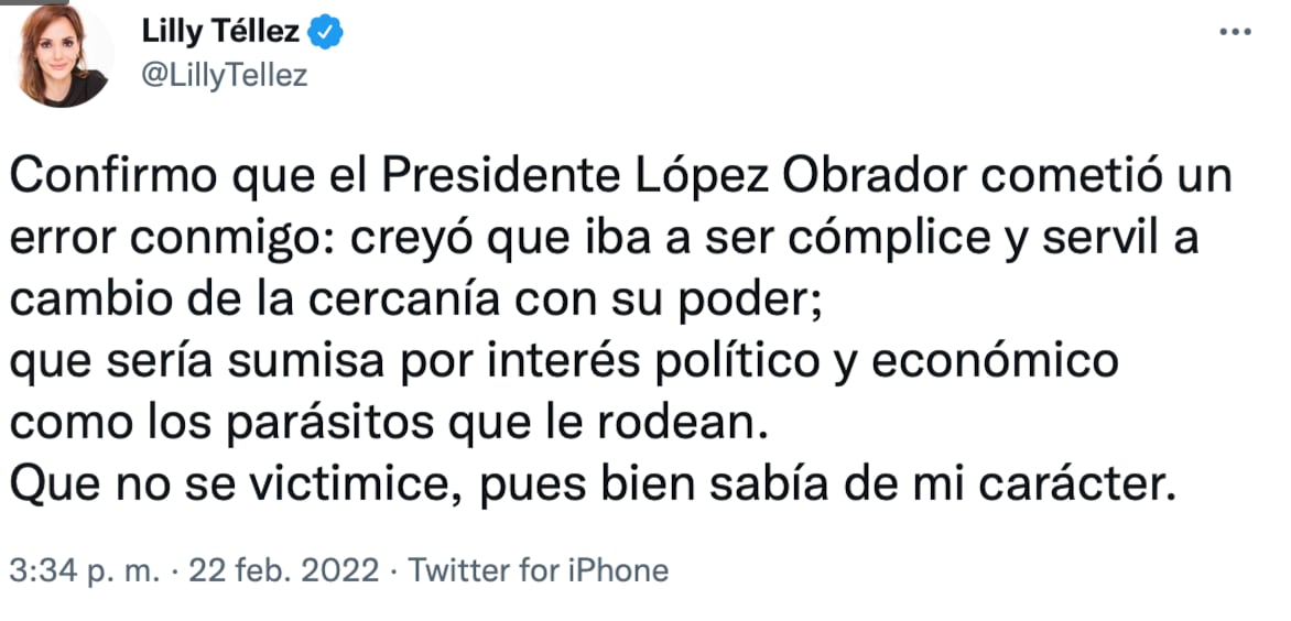 Lilly Téllez responde a AMLO