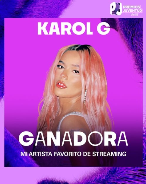 Karol G gana en la categoría a Mi Artista Favorito de Streaming