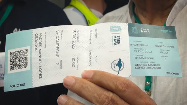 Supuesto boleto del Tren Maya usado por AMLO que se ofrece en internet