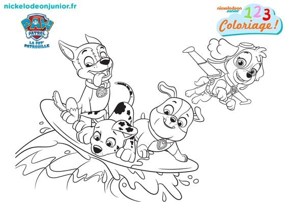 Dibujos de Paw Patrol de vacaciones para colorear