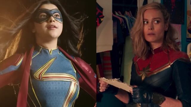 Iman Vellani y Brie Larson como Kamala Khan y Carol Danvers