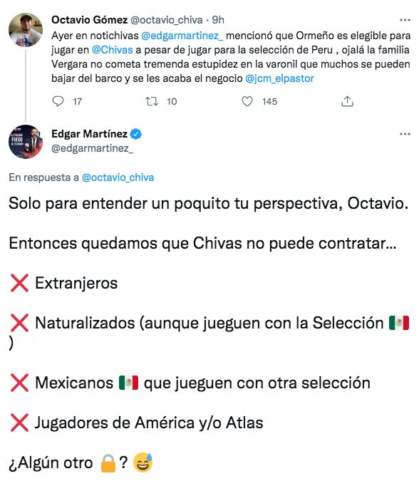 Edgar Martínez, Director de comunicación de Chivas respondió a un aficionado