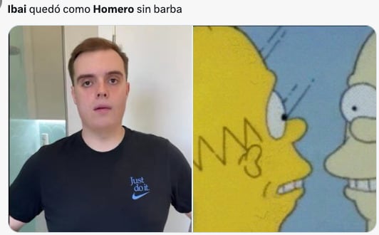 Comparan a Ibai Llanos con Homero Simpson tras afeitarse