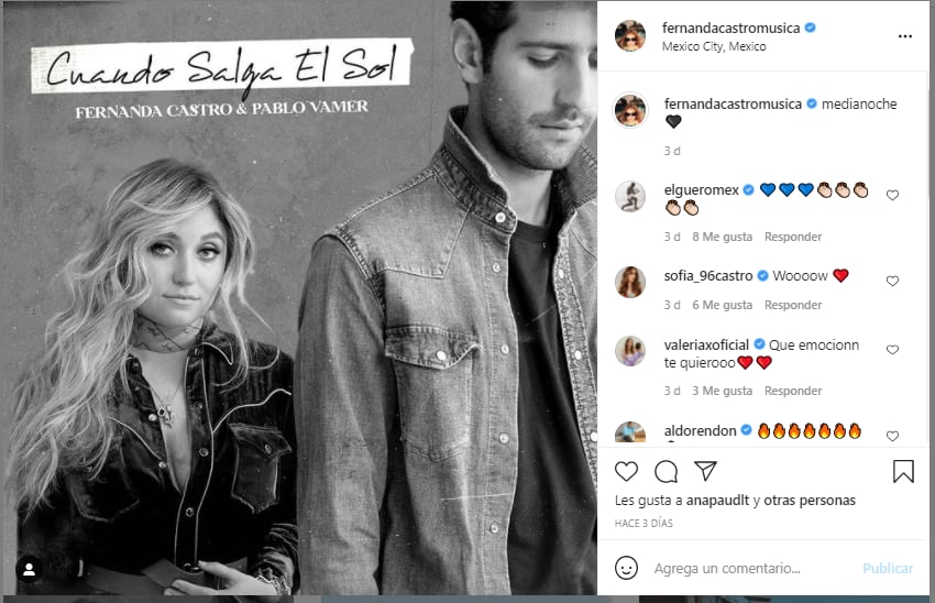 Fernanda Castro lanza sencillo  'Cuando salga el sol'.