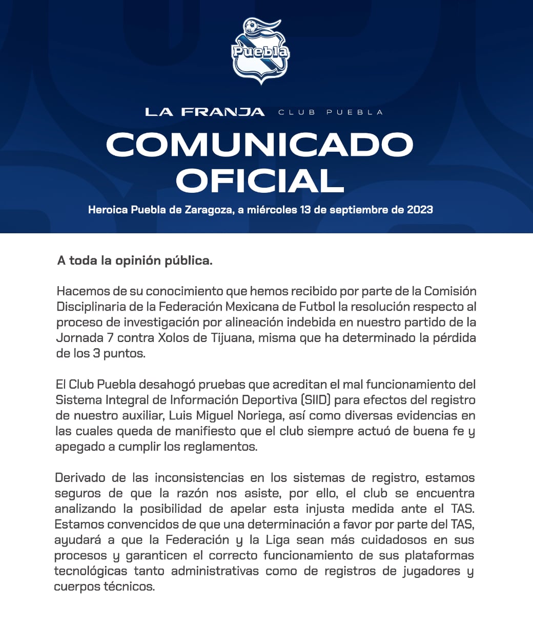 Club Puebla vs Liga MX y FMF