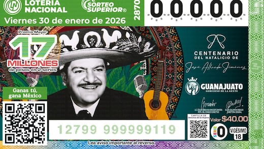 Lotería Nacional anuncia sorteo en Dolores Hidalgo por el centenario de José Alfredo Jiménez con sorteo especial