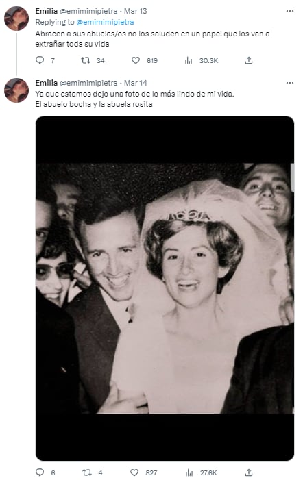 Foto de la abuela Rosita que le escribió la carta más bonita a su nieta