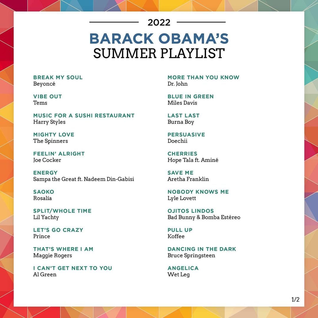 Barack Obama comparte su playlist para el verano 2022; Bad Bunny entre sus canciones favoritas