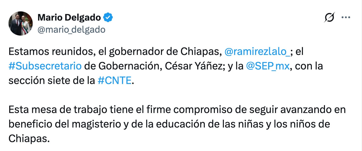 SEP y gobierno de Chiapas establecen diálogo con maestros de la CNTE